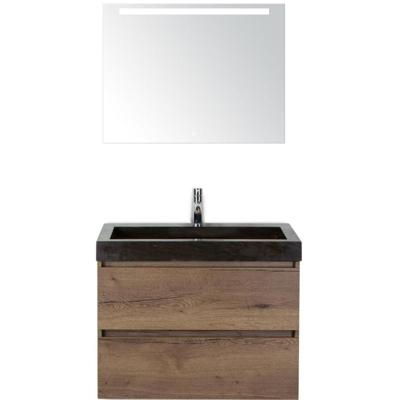 Maxx XL Badmeubelset 80 cm - Tabacco - Wastafel Lucca 1 Kraangat met LED Spiegel