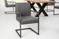 Moderne sledefauteuil BIG ASTON vintage grijs geborsteld ijzeren frame - 39083 - thumbnail