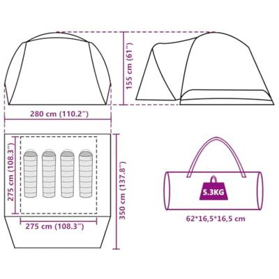Tent 4-persoons 350x280x155 cm 190T taft blauw Tent 4-persoons 350x280x155 cm 190T taft blauw