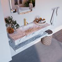 MONDIAZ ALAN-DLUX 110cm planchet Glace. Vrijhangende wastafel CLOUD midden 1 kraangat, kleur Glace. - thumbnail