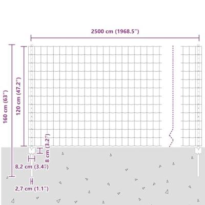 VidaXL Hek met paal groen 1,2 x 25 m staal en pvc