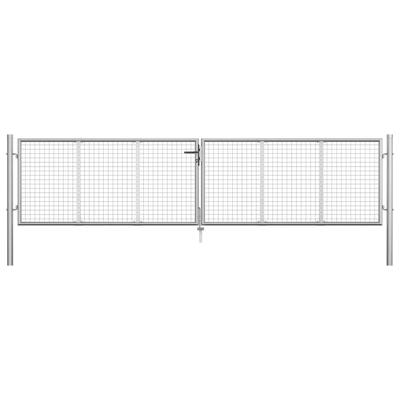 Tuinpoort gegalvaniseerd staal 400x75 cm zilver