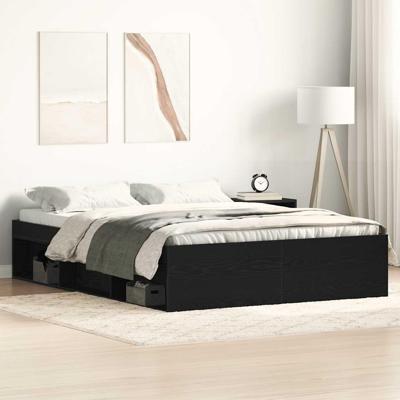 Bedframe zonder matras 135x190 cm bewerkt hout zwart eikenkleur