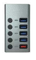 Maxtrack CH10L USB 3.0-hub 5 poorten Individueel schakelbaar Zilver-grijs - thumbnail