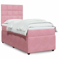 Boxspring met matras fluweel roze 90x190 cm - thumbnail