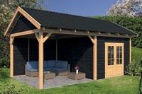 Tuindeco Hamar XL Overkapping type 3 678x445 cm Lariks/Douglashout blank en Zweeds rabat zwart- Zadeldak- Onbehandeld lariks Douglas hout- Tuindeco - thumbnail