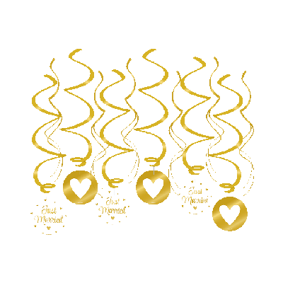 Hangdecoratie Swirl Just Married Goud (12st)
