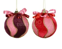 Kerstbal Foam Velvet Swirl Ø8cm Assorti 1st - thumbnail