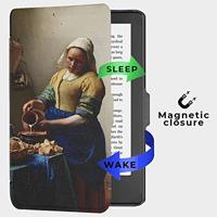 Lunso - Kobo Clara 2E hoes (6 inch) - Vegan Saffiano Leren sleep cover - Vermeer Melkmeisje - thumbnail