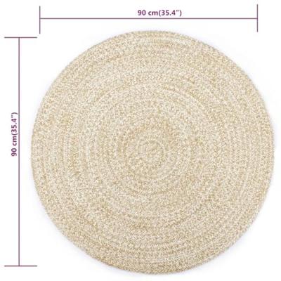 VidaXL Vloerkleed handgemaakt 90 cm jute wit en naturel