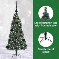 VidaXL Kunstmatige vorstverlichte kerstboom met bal set groen 120 cm - thumbnail