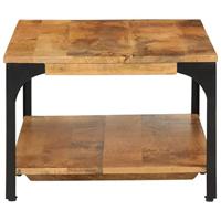 Salontafel 2-laags 100x55x38 cm massief mangohout en staal - thumbnail
