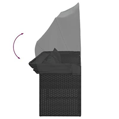 4-delige Loungeset met kussens poly rattan zwart