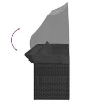 4-delige Loungeset met kussens poly rattan zwart - thumbnail