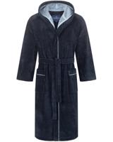Morgenstern Morgenstern herenbadjas met capuchon Daniel marine/blauw Maat L - thumbnail