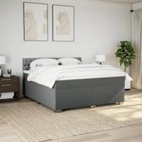 Boxspring met matras stof donkergrijs 180x200 cm - thumbnail