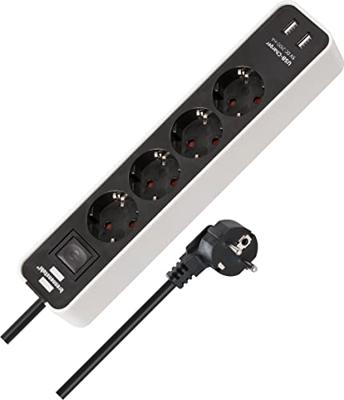Brennenstuhl ecolor stekkerdoos 4-voudig met 2 USB-laadbussen (stekkerdoos USB met schakelaar en 1,5 m kabel) - 1153240026