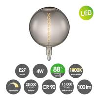Edison Vintage LED filament lichtbron Spiraal - Rook - G260 Global - Retro LED lamp - 26/26/33cm - geschikt voor E27 fitting - Dimbaar - 6W 180lm 1800K - warm wit licht - thumbnail