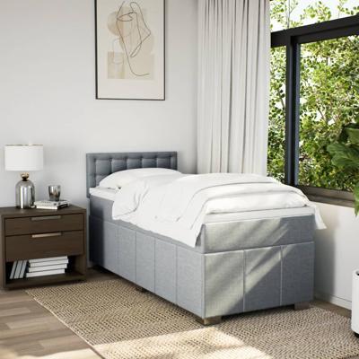 Boxspring met matras stof lichtgrijs 140x190 cm