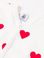 Baby pyjama met hartjes in fleece PETIT BATEAU wit hartjesprint - thumbnail