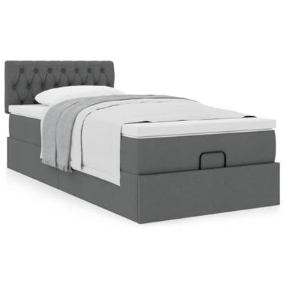 Ottoman bed met matras 100x200cm stof donkergrijs