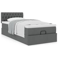 Ottoman bed met matras 100x200cm stof donkergrijs - thumbnail