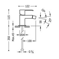 Bidetkraan Tres Cuadro | Opbouw | Mengkraan | 1-hendel | Vierkant | 24k Goud mat - thumbnail