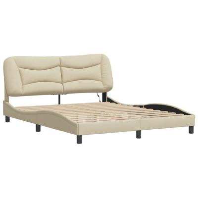 Bedframe met LED-verlichting stof crèmekleurig 160x200 cm
