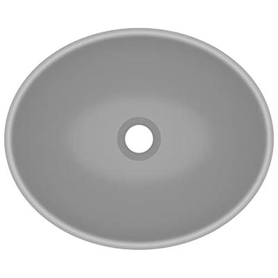 VidaXL Wastafel ovaal 40x33 cm keramiek mat lichtgrijs