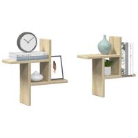 Wandschappen 2 st 38x12x38 cm bewerkt hout sonoma eikenkleurig - thumbnail