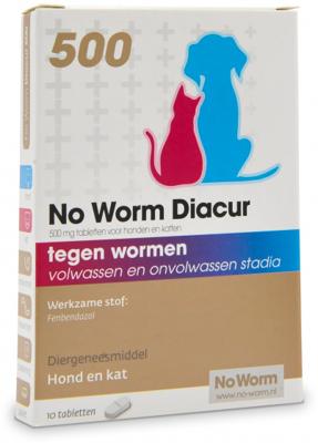 No Worm Diacur 500 voor hond en kat 10 tabletten No Worm Diacur 500 voor hond en kat 10 tabletten