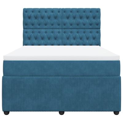 Boxspring met matras fluweel donkerblauw 180x200 cm