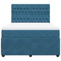 Boxspring met matras fluweel donkerblauw 180x200 cm - thumbnail