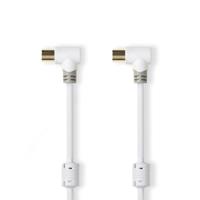 Coaxkabel 100 dB | IEC (Coax) Male Gehoekt - IEC (Coax) Female Gehoekt | 1,0 m | Wit - thumbnail