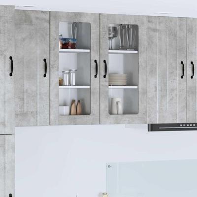 Keukenkast aan de muur Beton Grijs 40 x 31 x 80 cm Bewerkt hout Keukenkast aan de muur Beton Grijs 40 x 31 x 80 cm Bewerkt hout