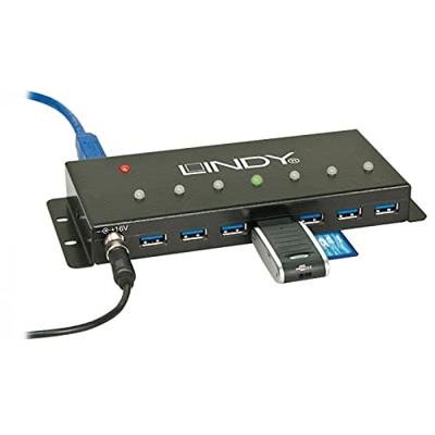 LINDY 7 Port USB 3.0 Metall Hub USB 3.0-hub 7 poorten Zwart LINDY 7 Port USB 3.0 Metall Hub USB 3.0-hub 7 poorten Zwart