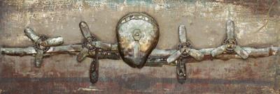 Schilderij - metaalschilderij -Vliegtuig 60x180cm