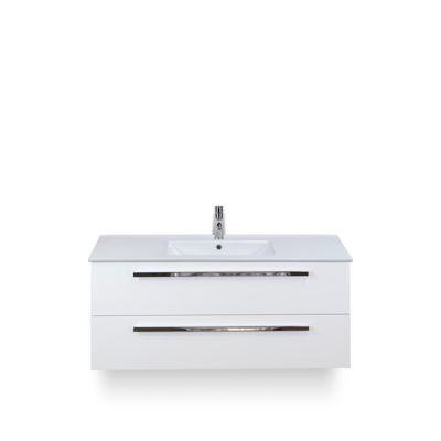 Seville Badmeubelset 120 cm - 2 laden Wit Hoogglans - Wastafel Enjoy Enkel