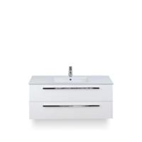Seville Badmeubelset 120 cm - 2 laden Wit Hoogglans - Wastafel Enjoy Enkel - thumbnail