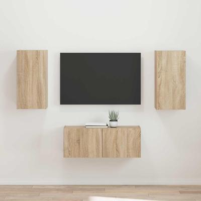 Tv-meubelset Wandgemonteerd 2 pcs Sonoma Eiken Bewerkt hout