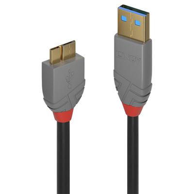LINDY 36766 USB-kabel USB 3.2 Gen1 USB-A stekker, USB-micro-B 3.0 stekker 1.00 m Zwart Vergulde steekcontacten