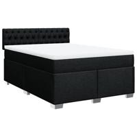 Boxspring met matras stof zwart 140x190 cm - thumbnail