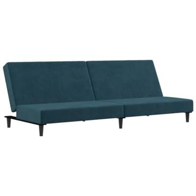 Slaapbank 2-zits fluweel blauw