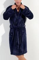 Hom Badjas Everest blauw velours - thumbnail