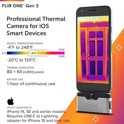 FLIR One Gen 3 - iOS Warmtebeeldcamera voor smartphone -20 tot +120 °C 80 x 60 Pixel 8.7 Hz
