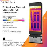 FLIR One Gen 3 - iOS Warmtebeeldcamera voor smartphone -20 tot +120 °C 80 x 60 Pixel 8.7 Hz - thumbnail