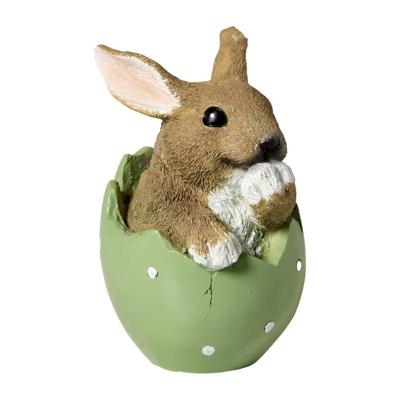 Beeldje paashaas in ei groot - geel - ø10x14 cm