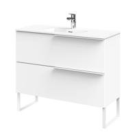 Tiger Pocket Meubelset 100 cm met 2 lades Wit incl Calpe wastafel en loop-poten Hoogglans wit - 800305 - thumbnail