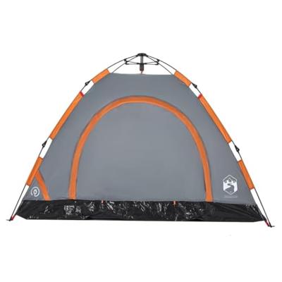 Tent 3-persoons snelontgrendeling grijs en oranje - thumbnail