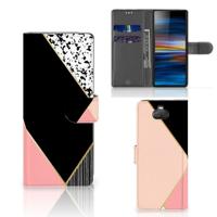 Sony Xperia 10 | Book Case | Zwart Roze Vormen - thumbnail